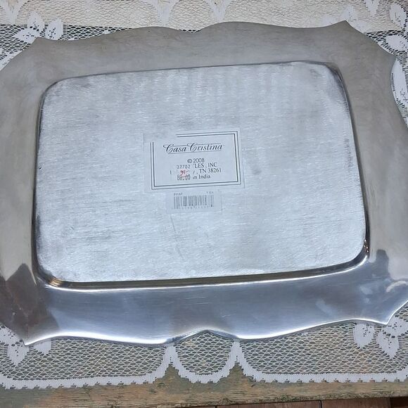 Elegant Silver and Black faux leather crocodile print insert Casa Cristina Tray. - Picture 4 of 8